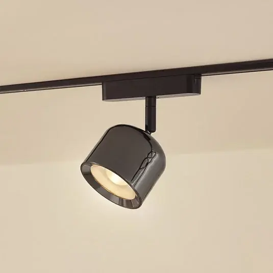 Szezonális akció Lindby LED-es reflektor 48 V Lumaro, szürke, Ø 8,2 cm, alumínium,