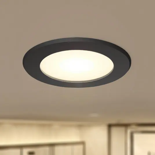 Prios LED süllyesztett reflektor Rida, fekete, Ø 10 cm, CCT, IP44 Olcsó