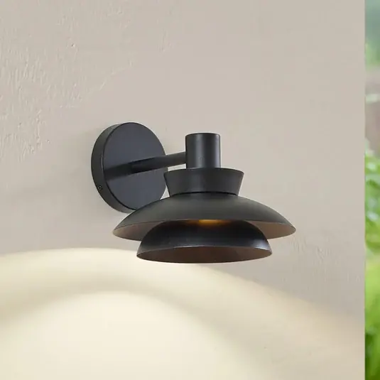 Lucande Thais kültéri fali lámpa, fekete, fém, Ø 25 cm Kedvezményes ár