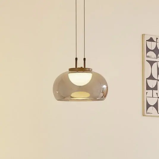 Lucande LED lógó világítás Dain, 1 izzó, füstszürke, üveg Legnépszerűbb