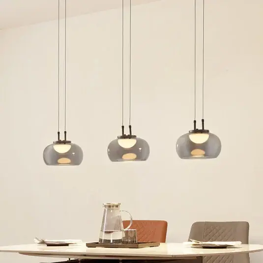 Lucande LED-es függőlámpa Dain, 3-lámpás, füstszürke, üveg Kedvezmény