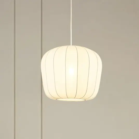 Vedd meg most Lindby függőlámpa Helin, fehér, Ø 35 cm, anyagból készült