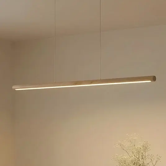Lucande LED függőlámpa Maruta, fa, fénysugár, 120 cm, 3000K Gyors kiszállítás