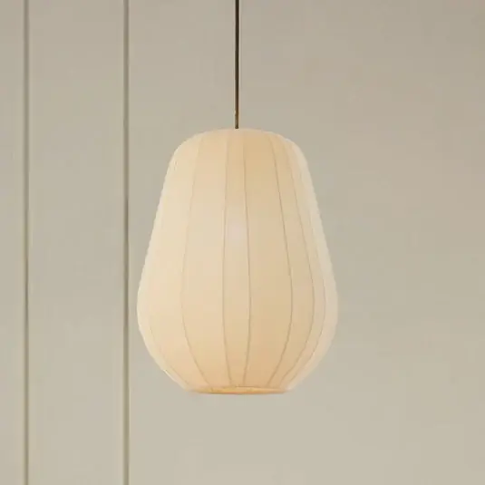 Expressz szállítás Lindby függőlámpa Helin, bézs, Ø 30 cm, anyagból készült