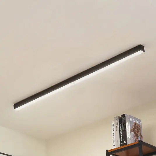 Lucande Teniona LED mennyezeti világítás, 132 cm, fekete, alumínium Árengedmény