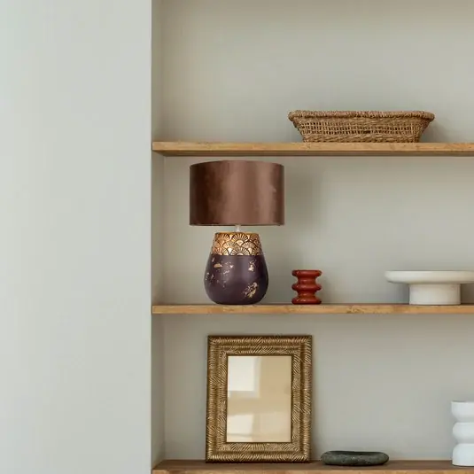 Bronco asztali lámpa, dohány, kerámia/mesterséges bőr, magasság 39 cm Vedd meg online
