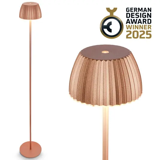 LED tölthető állólámpa Brilo unplugged Riffle, rézszínű Korlátozott ajánlat