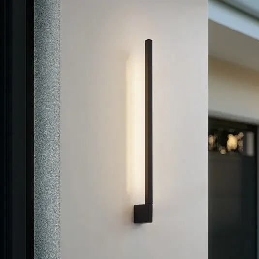 Végkiárusítás Lindby LED fali világítás Neano, 80 cm, fekete, fém, IP54