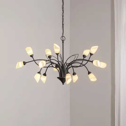 Gloriosa függő világítás, üveg, fekete, 15 lámpatest Kedvezményes ár