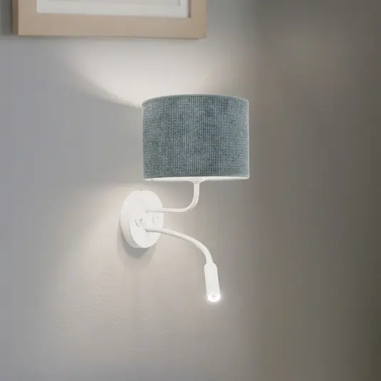 Akció Roller fali világítás, Cord mint, fehér, olvasólámpával