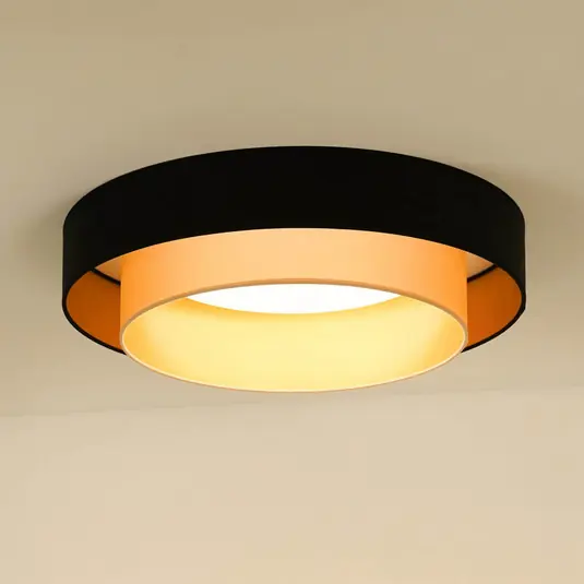 Exkluzív ajánlat LED mennyezeti lámpa Luneta bársony fekete/arany, Ø 60 cm 3-lépcsős dimmelhető