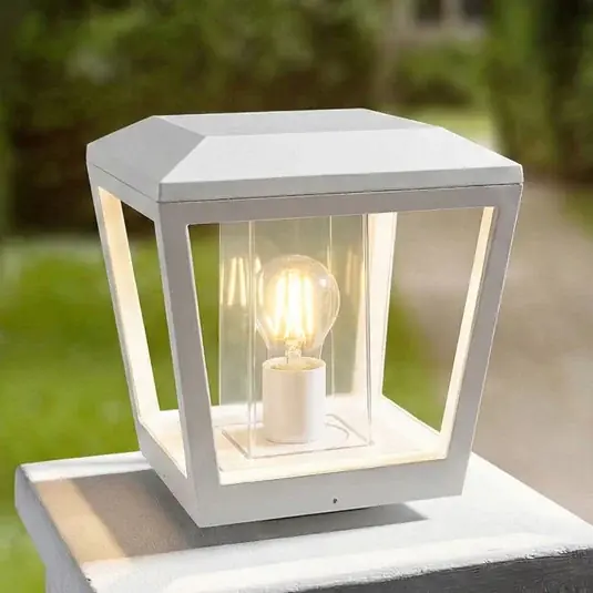Lucande Dunia talapzati világítás, fehér, fém, 24 cm, E27, IP54 Alacsony ár