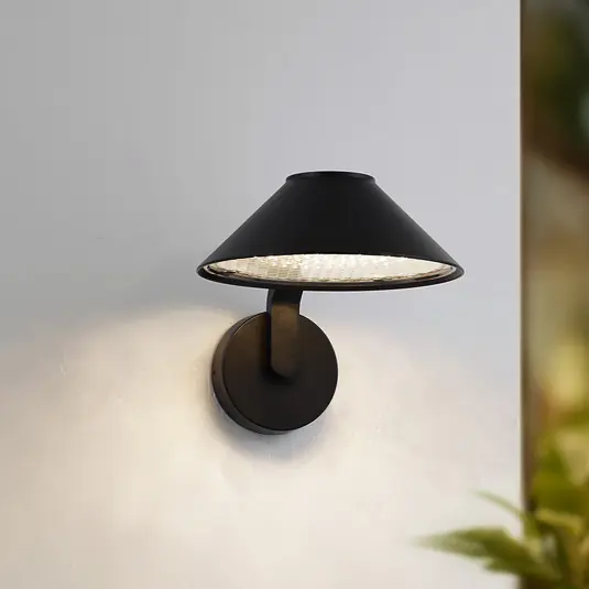 Lindby LED fali lámpa Capelo, fekete, fém, Ø20cm Azonnal elérhető
