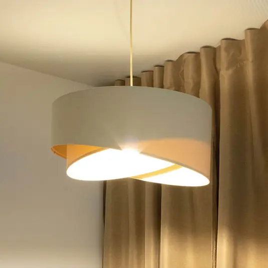 Boho függőlámpa, krém/bézs, Ø 50 cm, magasság 23 cm, lenvászon Azonnali szállítás