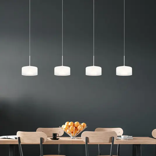 Kihagyhatatlan ajánlat Belinda LED lógó világítás, 105 cm hosszú, fehér, 4 izzós, üveg
