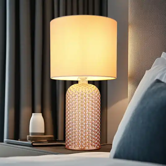 Sofia asztali lámpa, krémszínű, magasság 50 cm, szövet/üveg Különleges ajánlat