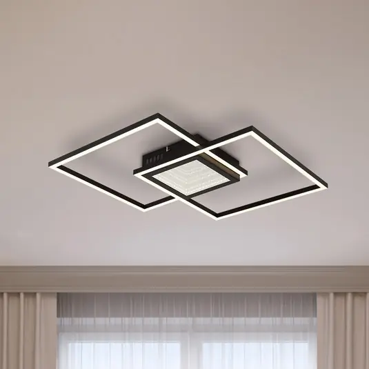 Saunders LED mennyezeti lámpa, 43 cm hosszú, fekete, 3D hatású Csak ma