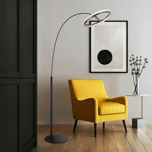 Della LED álló lámpa, magasság 190 cm, fekete/sötétszürke, fém Újdonság
