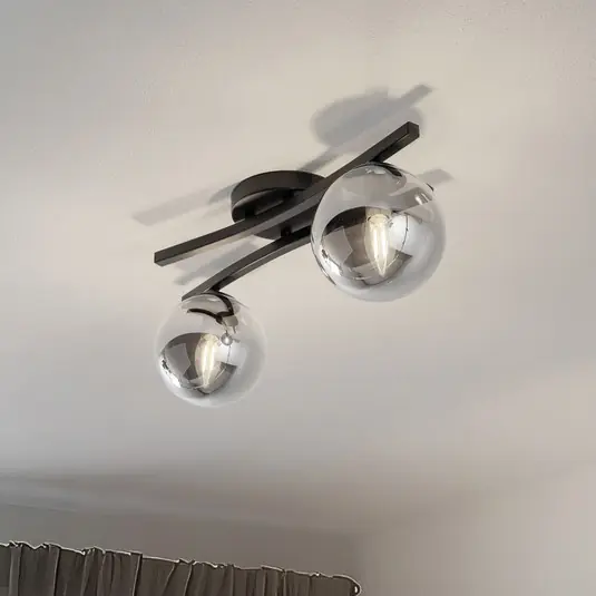 Expressz szállítás Opus mennyezeti lámpa, 60 cm hosszú, füstszürke/fekete, 2-lámpás.