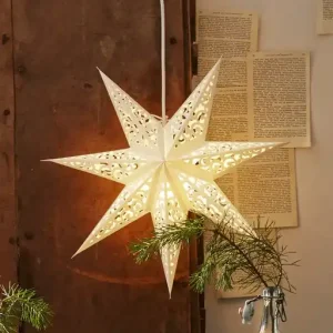 Árengedmény Csipkepapír csillag, Ø 45 cm, fehér, világítás nélkül