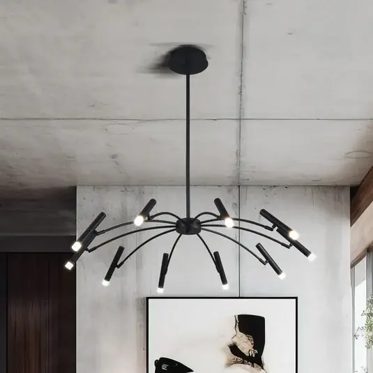 Akció LED lógó lámpa Secret, fekete, Ø 80 cm, fém, 10 izzós