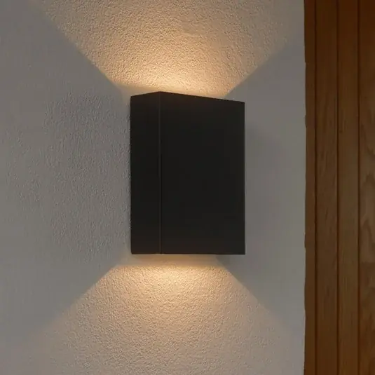 Biztonságos fizetés LED kültéri falilámpa Fold Seaside fel/le, 10 x 15 cm, fekete