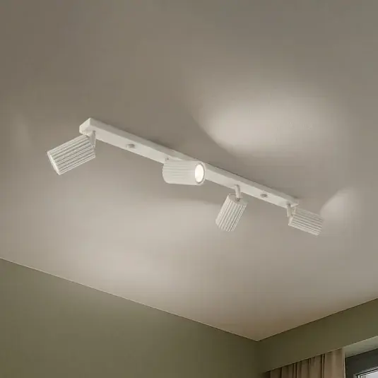 Biztonságos vásárlás Carbon mennyezeti spotlámpa, bézs, 81 cm hosszú, alumínium, 4 lámpás.