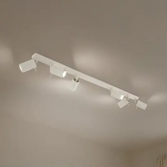 Akciós ár Gyűrűs mennyezeti spotlámpa, bézs, 117 cm hosszú, acél, 6 lámpás.