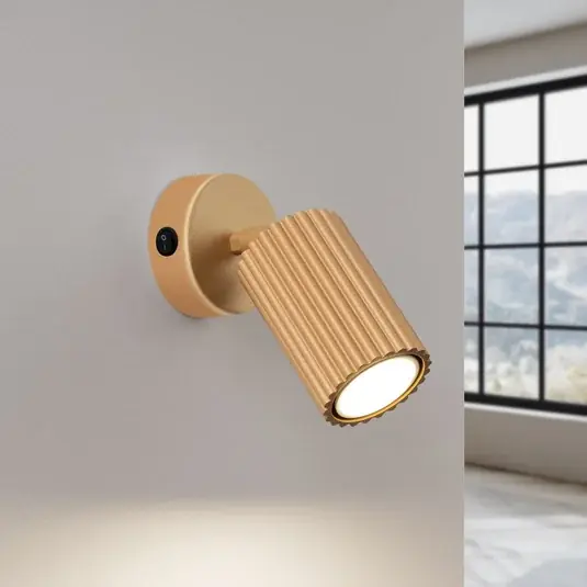 Vedd meg online Fali spotlámpa szén, arany színű, vetület 16 cm, kapcsoló