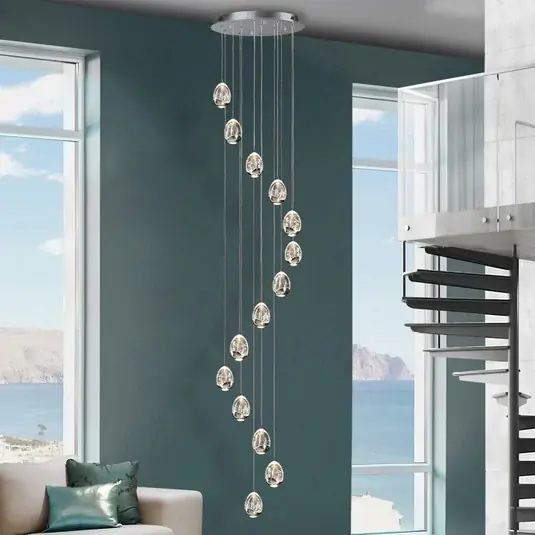 LED lógó lámpa Rocio, 14-fényű króm felfüggesztés 500 cm-es, dimmelhető Szuper akció