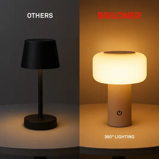 Végkiárusítás LED asztali világítás Juna, bézs, IP44, dimmelhető, 20 cm