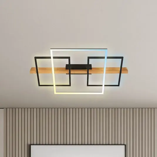 LED mennyezeti világítás Cadre, CCT, 75 cm, fekete, fa Alacsony ár