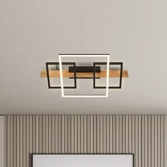 Különleges ajánlat LED mennyezeti világítás Cadre, 3000K, 55cm, fekete, fa
