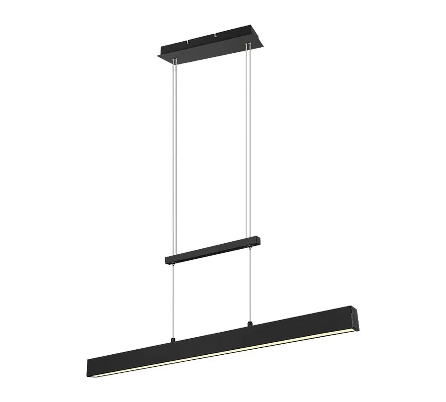 Különleges ajánlat Trio R32043132 LED mennyezeti függőlámpa Paros 1x21W + 5,5W SMD 3000lm + 1500lm 3000K - felső és alsó világítás, 3 fázisú fényerő-szabályozás, állítható magasságú, matt fekete