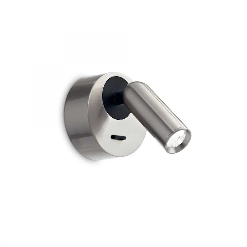 Outlet Ideal Lux 260631 LED fali lámpa Bean round 1x3,5W 220lm 3000K - kapcsoló a lámpán, nikkel