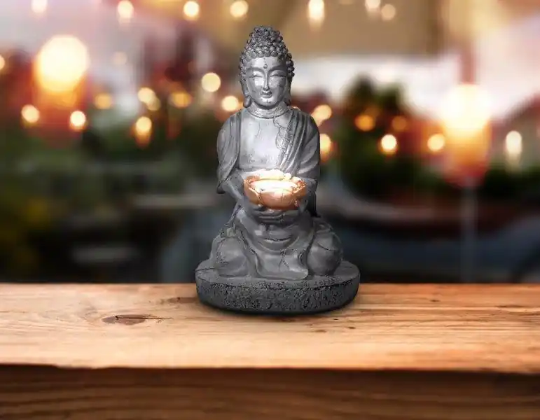 Árcsökkenés Globo 33144 LED napelemes díszlámpa - Buddha tállal 1x0,06W 2700K IP44 - szürke
