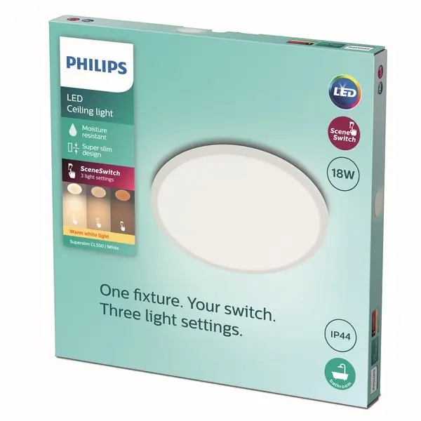 Philips 8719514327269 LED mennyezeti lámpa Super Slim 1x18W 1500lm 2700K IP44 - EyeComfort, fehér Gyors kiszállítás