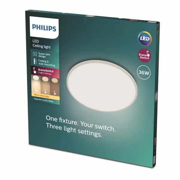Philips 8719514327146 LED mennyezeti lámpa Super Slim 1x36W 3200lm 2700K - EyeComfort, fehér Szuper akció
