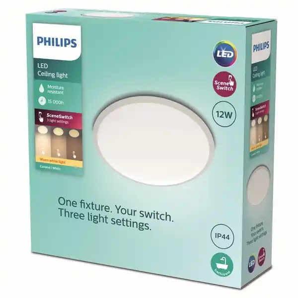 Népszerű Philips 8719514326866 LED mennyezeti lámpa CAVANAL 1x12W 1200lm 2700K IP44 - EyeComfort, fehér