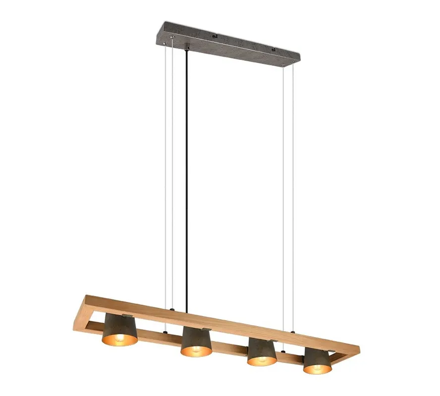 Akciós ár Trio 301900467 mennyezeti függőlámpa Bell 4x25W E14 - állítható magasság, fa, antik nikkel