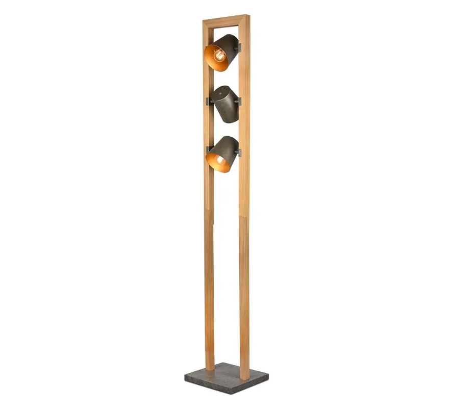 Biztonságos fizetés Trio 401900367 állólámpa Bell 3x25W E14 - lábkapcsoló, antik nikkel, fa