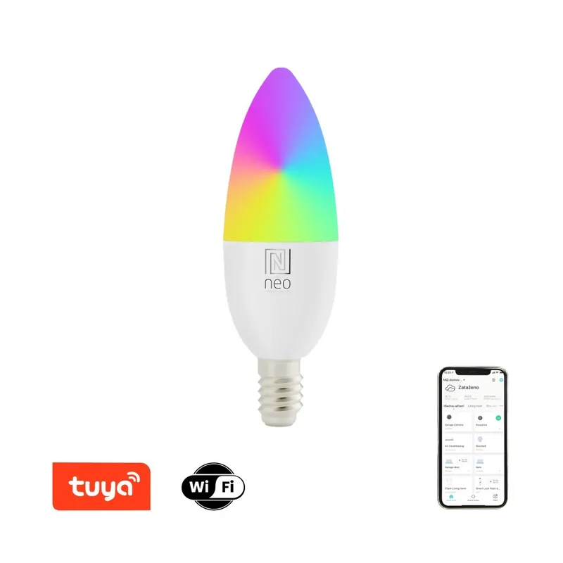 Korlátozott ajánlat Immax NEO 07716L LED intelligens izzó 1x5,5W E14 470lm 2700-6500K CCT RGB – szabályozható, fehér