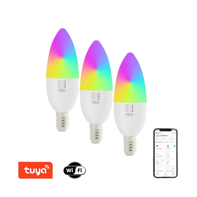Immax NEO 07716C LED készlet 3x izzó Smart 3x5,5W E14 1410lm 2700-6500K - szabályozható, WiFi, Tuya, fehér Prémium