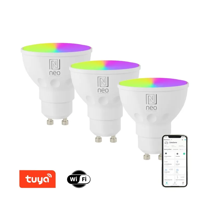 Bestseller Immax NEO 07724C LED készlet 3x izzó Smart 3x5,5W GU10 1050lm 2700-6500K CCT RGB - szabályozható, WiFi, Tuya, fehér