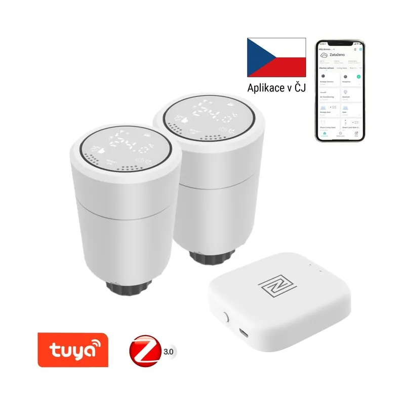 Immax NEO 07732B 2x termosztátfej készlet Smart + Neo Bridge Pro v2 2xAA - ZigBee 3.0, fehér Akció