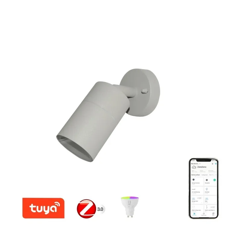 Immax NEO Immax NEO 07118B-2 kültéri fali spot vagy mennyezeti lámpa Pared 1x5,5W GU10 350lm 2700-6500K RGB CCT - WiFi, szabályozható, ZigBee 3.0, fehér Kihagyhatatlan ajánlat