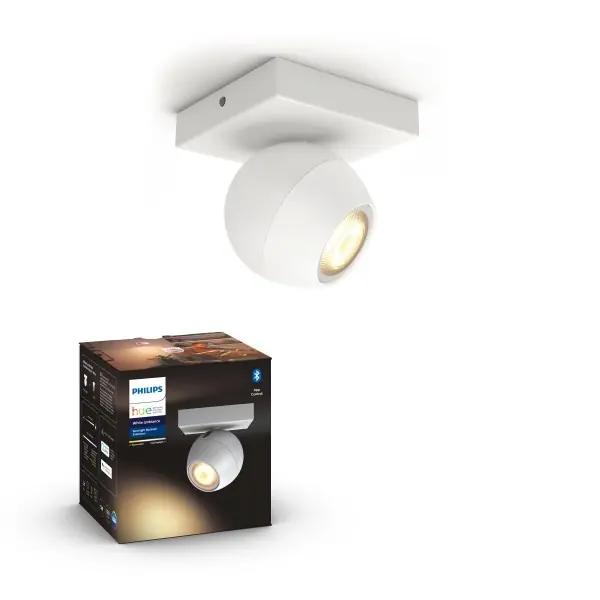 Ajánlat Philips Hue 8719514339187 LED fali vagy mennyezeti spotlámpa Buckram 1x5W GU10 350lm 2200-6500K - szabályozható, Bluetooth, White Ambiance, fehér