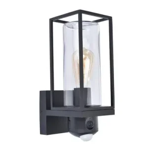 Végkiárusítás Lutec 5288811012 kültéri fali lámpa Flair mozgásérzékelővel 1x40W E27 IP44 - fekete