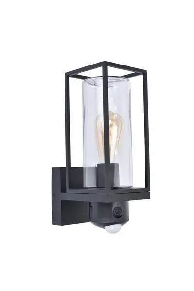 Végkiárusítás Lutec 5288811012 kültéri fali lámpa Flair mozgásérzékelővel 1x40W E27 IP44 - fekete
