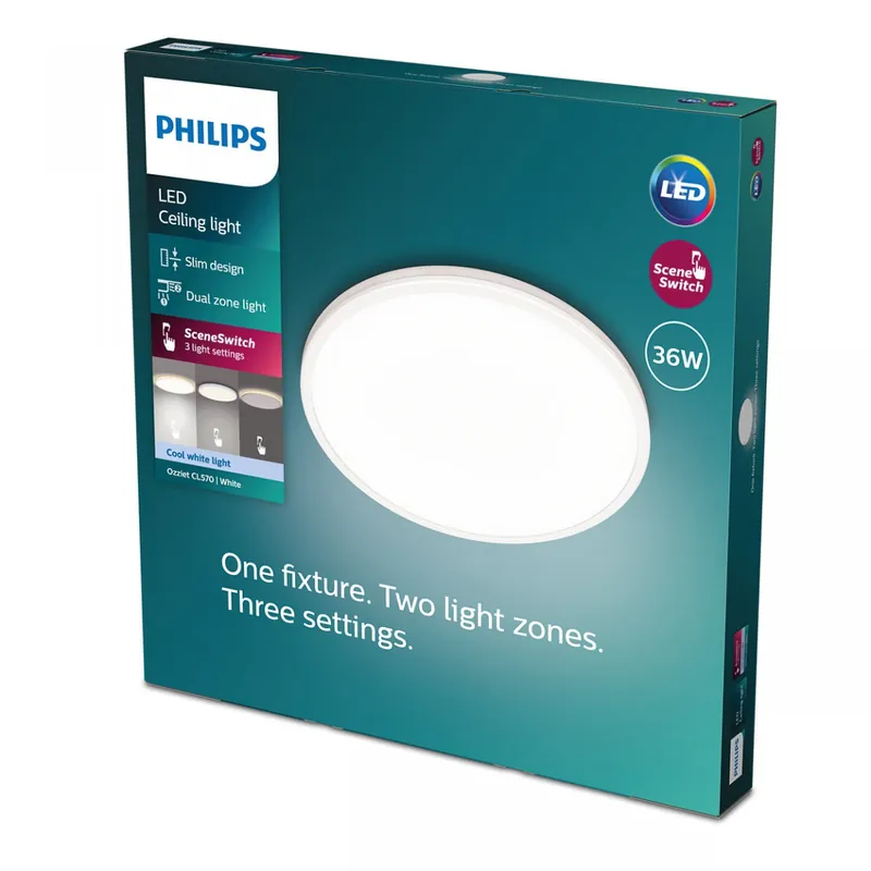 Rendeld meg most Philips 8719514432109 LED mennyezeti lámpa Ozziet 1x36W 4100lm 4000K - szabályozható - SceneSwitch, fehér